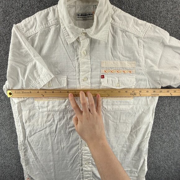 Quiksilver Check Short Sleeve Cotton Small White Shirt Surf Button Up Mens Adult - Picture 6 of 13